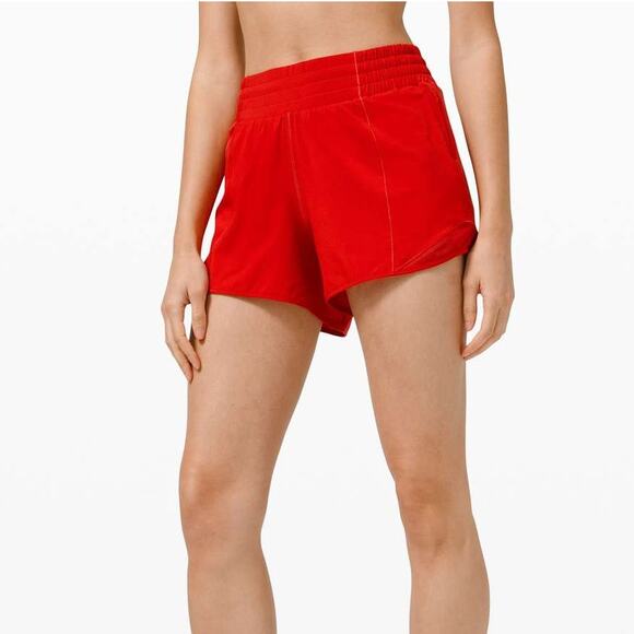 lululemon athletica Pants - Lululemon Hotty Hot Short Size 4 *High-Rise Long 4" Dark Red Run Gym